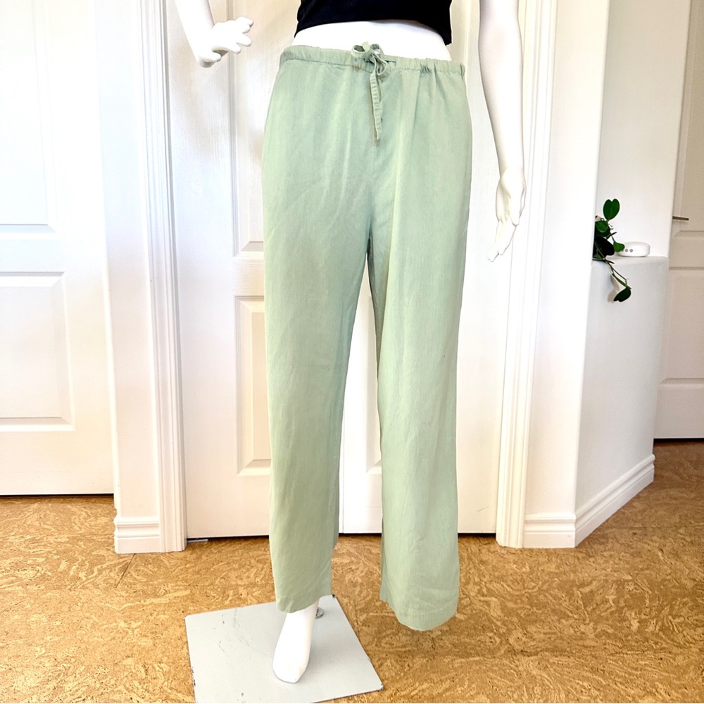 Vintage Light Green 100% Silk Pants (10)
